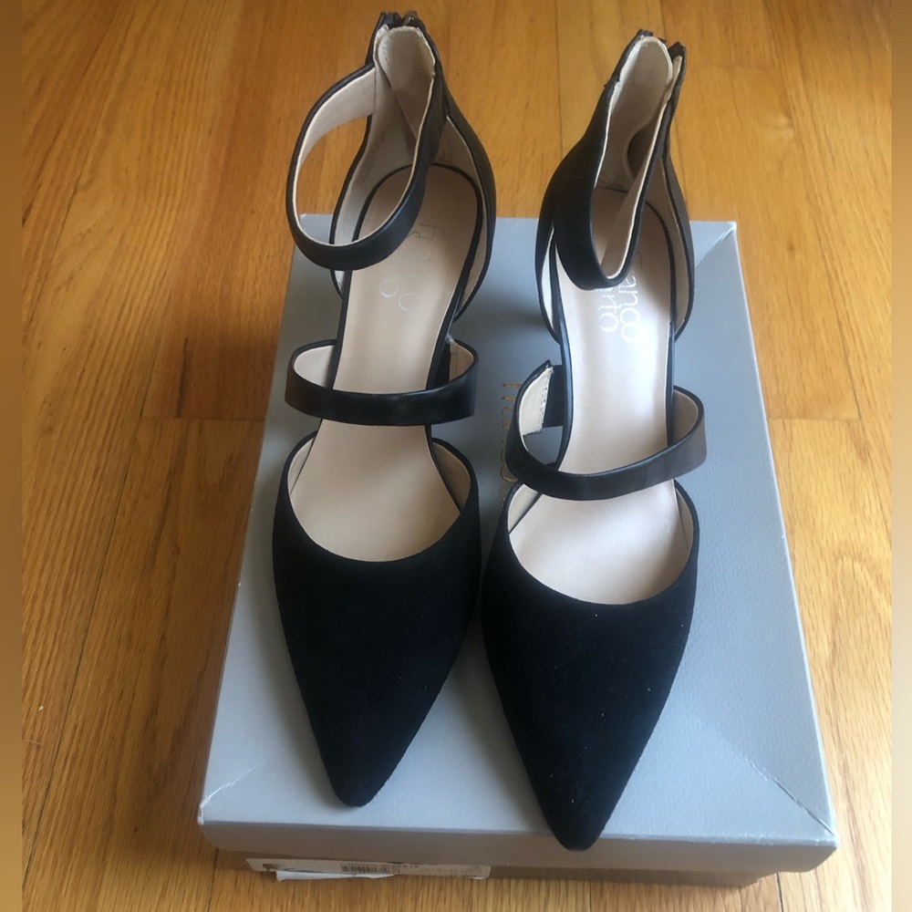 Franco Sarto Davey black strapped heel